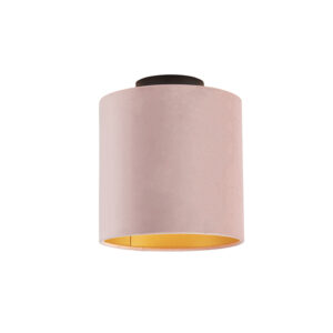 plafondlampen Plafondlamp met velours kap oud roze goud 20 cm Combi zwart StaalStof Roze De combi is een prachtige plafondlamp die in je interieur. Met deze