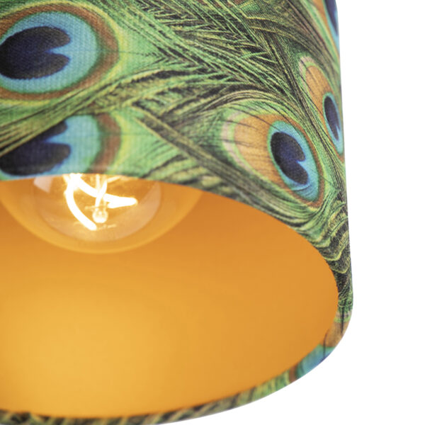 Plafondlamp met velours kap pauw met goud 20 cm - Combi zwart - Afbeelding 2
