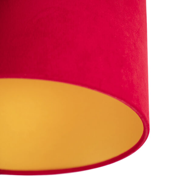 Plafondlamp met velours kap rood met goud 25 cm - Combi zwart - Afbeelding 2