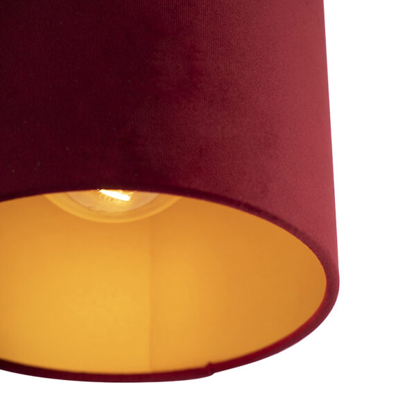 Plafondlamp met velours kap rood met goud 20 cm - Combi zwart - Afbeelding 2