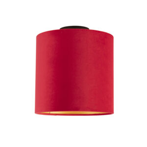 plafondlampen Plafondlamp met velours kap rood goud 25 cm Combi zwart StofStaal Rood De combi is een prachtige plafondlamp die in je interieur. Met deze voorzie