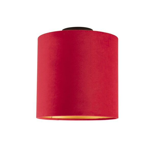 plafondlampen Plafondlamp met velours kap rood goud 25 cm Combi zwart StofStaal Rood De combi is een prachtige plafondlamp die in je interieur. Met deze voorzie