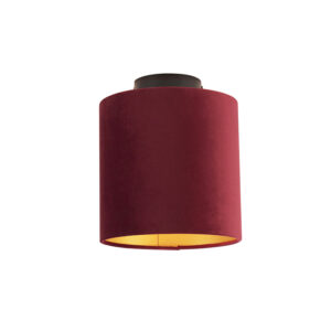 plafondlampen Plafondlamp met velours kap rood goud 20 cm Combi zwart StaalStof Rood De combi is een prachtige plafondlamp die in je interieur. Met deze voorzie