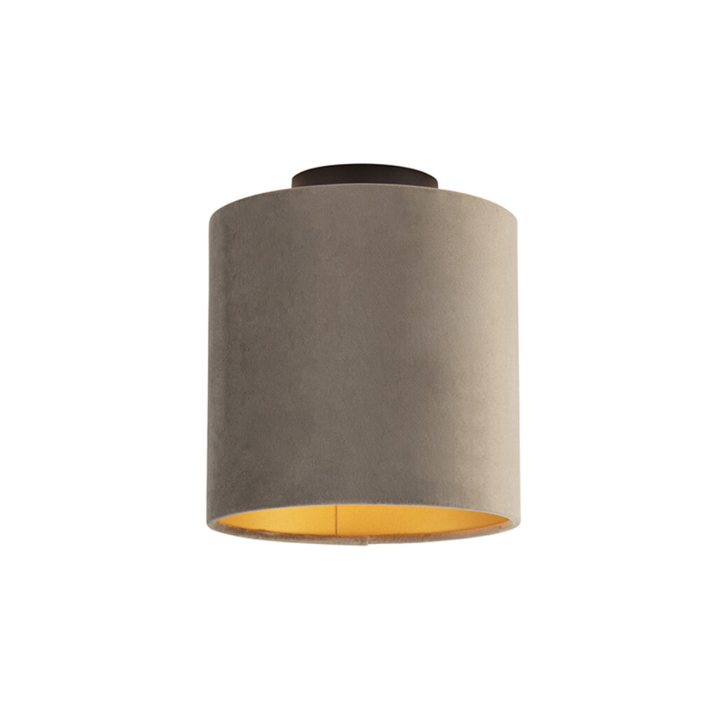 plafondlampen Plafondlamp met velours kap taupe goud 20 cm Combi zwart StaalStof Taupe De combi is een prachtige plafondlamp die in je interieur. Met deze