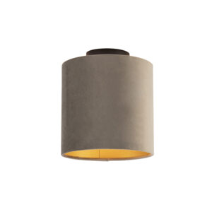 plafondlampen Plafondlamp met velours kap taupe goud 20 cm Combi zwart StaalStof Taupe De combi is een prachtige plafondlamp die in je interieur. Met deze