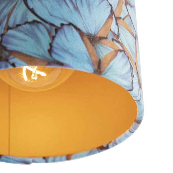 Plafondlamp met velours kap vlinders met goud 20 cm - Combi zwart - Afbeelding 2