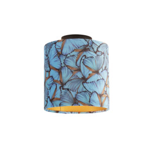 plafondlampen Plafondlamp met velours kap vlinders goud 20 cm Combi zwart StaalStof Multicolor De combi is een prachtige plafondlamp die in je interieur. Met