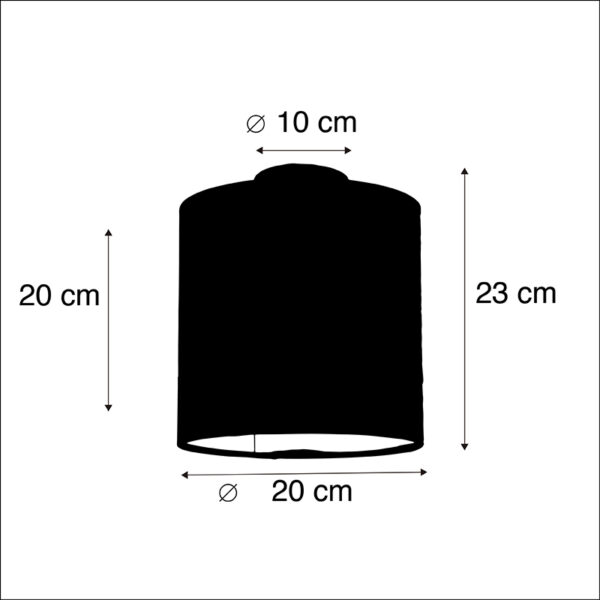 Plafondlamp met velours kap zwart met goud 20 cm - Combi zwart - Afbeelding 3