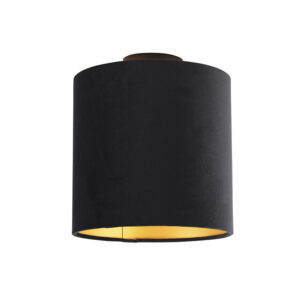 plafondlampen Plafondlamp met velours kap zwart goud 25 cm Combi StaalStof Zwart De combi is een prachtige plafondlamp die in je interieur. Met deze voorzie