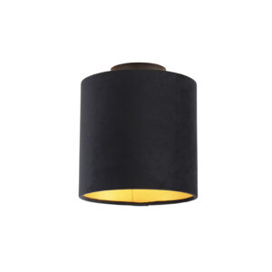 plafondlampen Plafondlamp met velours kap zwart goud 20 cm Combi StaalStof Zwart De combi is een prachtige plafondlamp die past in elk interieur. Met deze