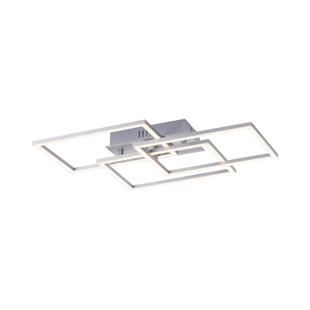 plafondlampen Plafondlamp staal 53 cm incl. LED en dimbaar Amanda Aluminium Staal De Plafondlampen serie kenmerkt zich door zijn strakke vormgeving een echte