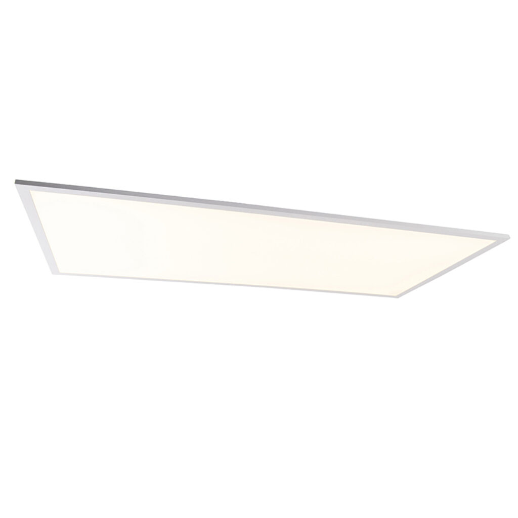 plafondlampen Plafondlamp staal 120 cm incl. LED met afstandsbediening Liv KunststofStaal Wit is een prachtig egaal paneel. Deze verspreidt het licht