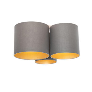 plafondlampen Plafondlamp taupe met gouden binnenkant Multidrum MetaalStof Laat je horen voor deze plafondlamp binnenkant. heeft een diepte van 50 cm hoogte 30