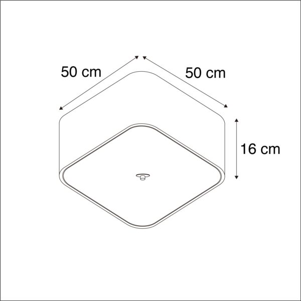 Plafondlamp vierkant grijs 50 cm - Drum deluxe Jute - Afbeelding 3
