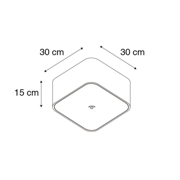 Plafondlamp vierkant grijs 30 cm - Drum deluxe Jute - Afbeelding 3