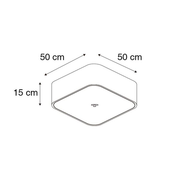 Plafondlamp vierkant wit 50 cm - Drum deluxe Jute - Afbeelding 3
