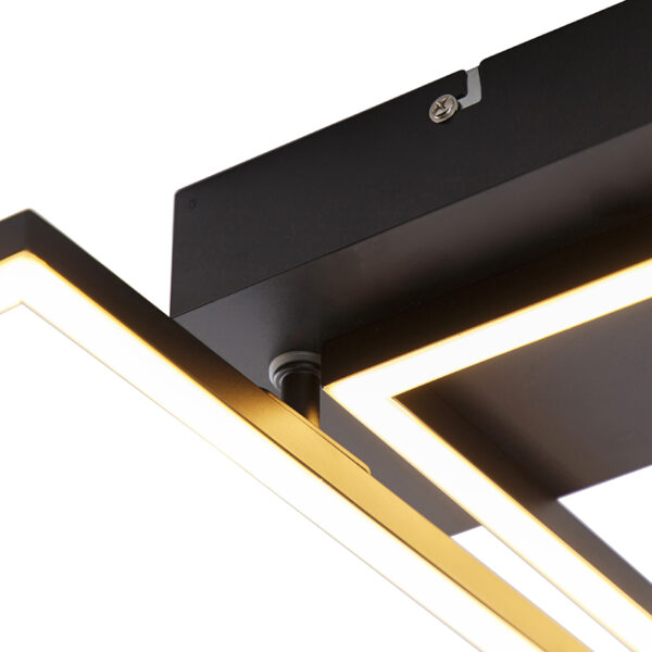 Plafondlamp vierkant zwart 3-staps dimbaar - Plazas Novo - Afbeelding 2