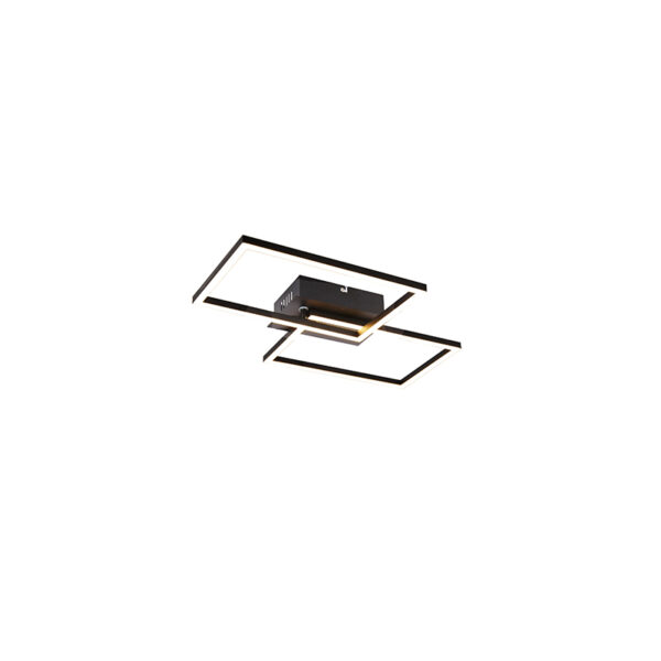 plafondlampen Plafondlamp vierkant zwart dimbaar Plazas Novo AluminiumStaal Zwart Strak en modern design wat wil je nog heeft het. Deze plafondlamp is gemaakt