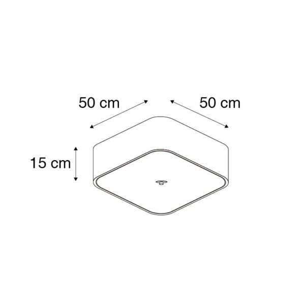 Plafondlamp vierkant zwart 50 cm - Drum deluxe Jute - Afbeelding 3