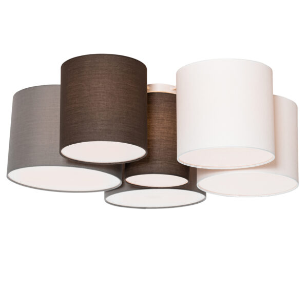 plafondlampen Plafondlamp wit grijs en bruin Multidrum MetaalStof Multicolor Laat je horen voor deze multicolor plafondlamp in het bruin. heeft een diepte van
