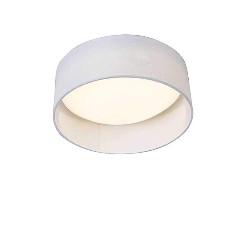 plafondlampen Plafondlamp wit 28 cm incl. LED Drum Combi KunststofStof Wit Een sfeervol interieur begint bij verlichting. Met de plafondlamp haal je een