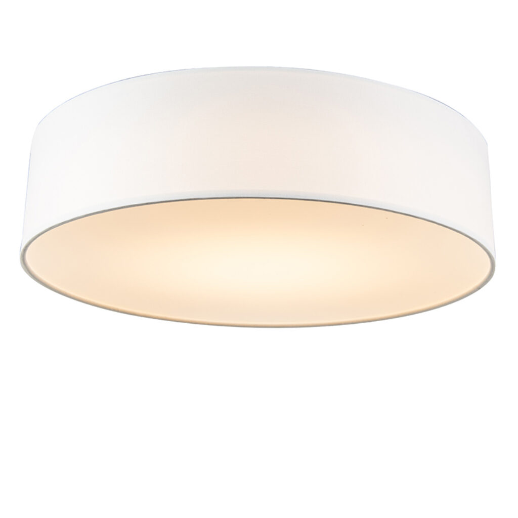 plafondlampen Plafondlamp wit 40 cm incl. LED Drum StofStaal Wit Een sfeervol interieur begint bij verlichting. Met de haal je een stijlvol en luxueus design in