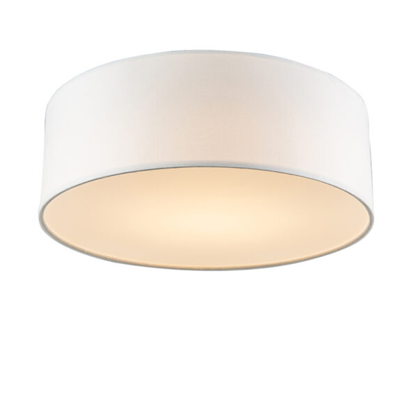plafondlampen Plafondlamp wit 30 cm incl. LED Drum StofStaal Wit Een sfeervol interieur begint bij verlichting. Met de haal je een stijlvol en luxueus design in