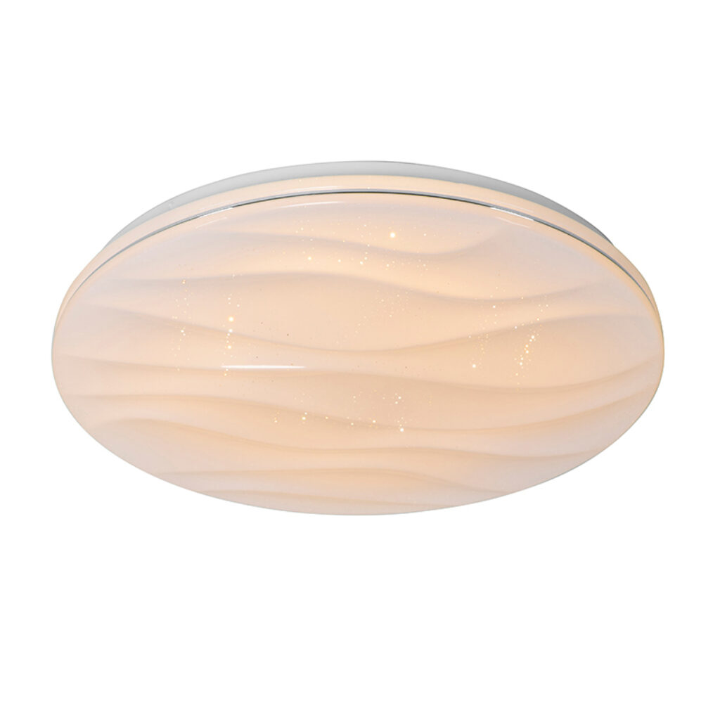 plafondlampen Plafondlamp wit 38 cm incl. LED met afstandsbediening Damla Kunststof Wit Haal een gezellig en romantische sfeer in huis Damla. De plafondlamp