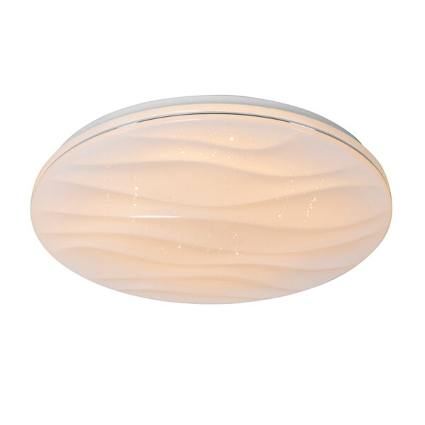 plafondlampen Plafondlamp wit 38 cm incl. LED met afstandsbediening Damla Kunststof Wit Haal een gezellig en romantische sfeer in huis Damla. De plafondlamp