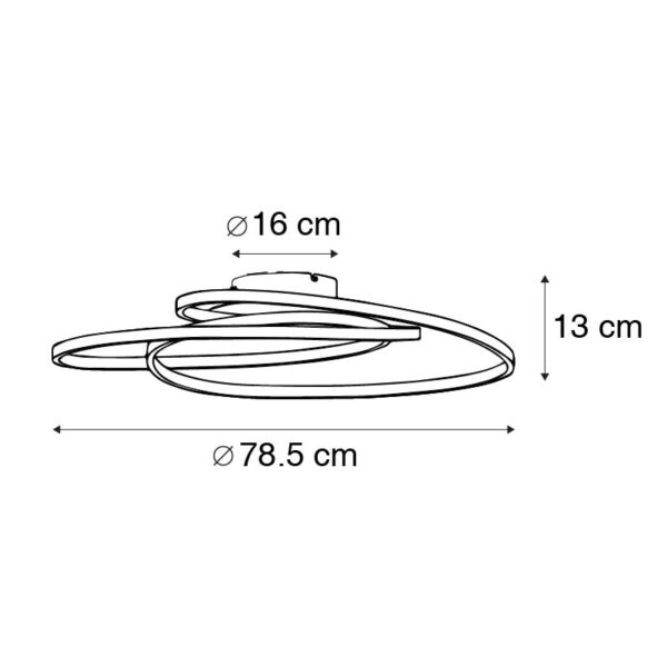 Plafondlamp wit 78 cm incl. LED 3 staps dimbaar - Rowin - Afbeelding 3