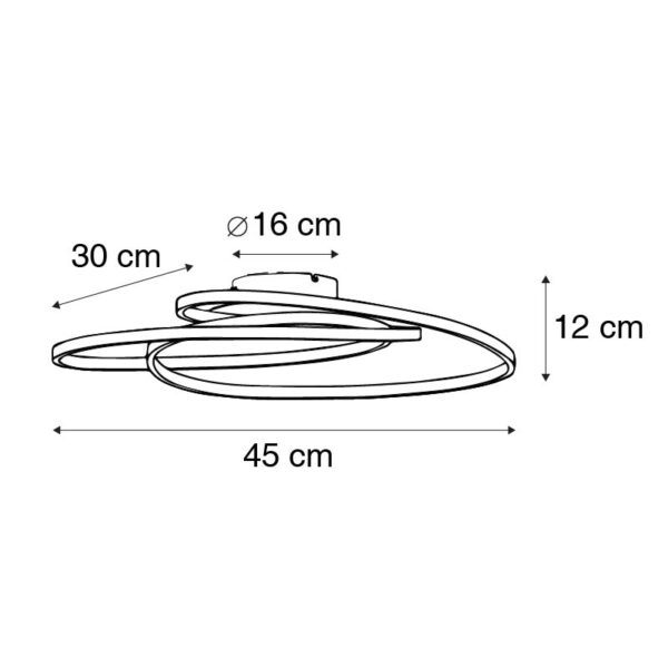 Plafondlamp wit 45 cm incl. LED 3 staps dimbaar - Rowin - Afbeelding 3