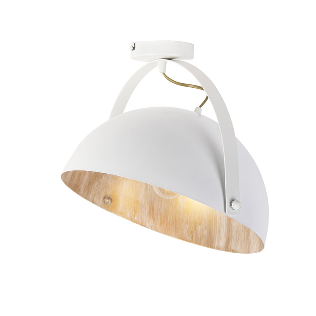plafondlampen plafondlamp wit met goud kantelbaar Magna Staal Wit De kantelbare is een echte eyecatcher in Deze lamp gemaakt van staal. Hij aan de buitenzijde