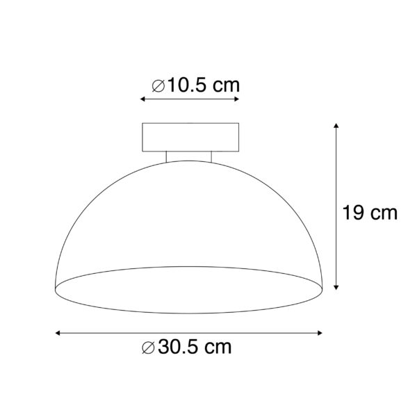 Plafondlamp wit met zilver 30 cm - Magna Basic - Afbeelding 3