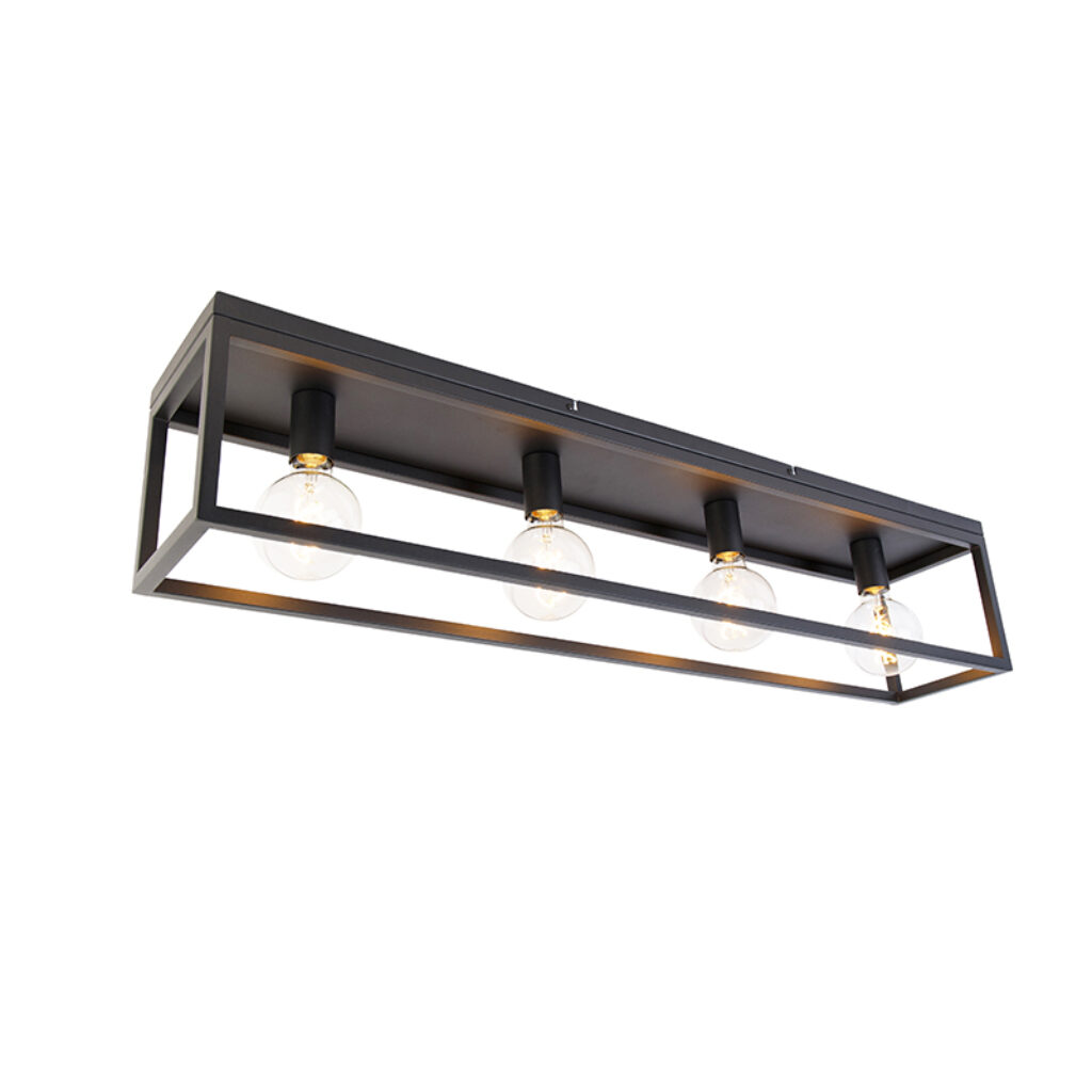 plafondlampen plafondlamp zwart 995 cm Cage Staal Zwart Geef je interieur een chique uitstraling met de Cage. Zijn open structuur in combinatie staal en glas