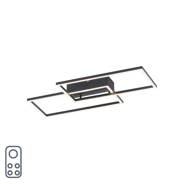 plafondlampen Plafondlamp zwart 60 cm incl. LED 2700 5000K Amanda Aluminium Zwart is een fijne plafondlamp geschikt voor in ieder interieur. Zijn strakke design