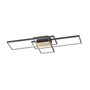 plafondlampen Plafondlamp zwart 104 cm incl. LED dimbaar Amal HoutAluminium Zwart De moderne plafondlamp is een echte blikvanger voor in Hij gemaakt van staal