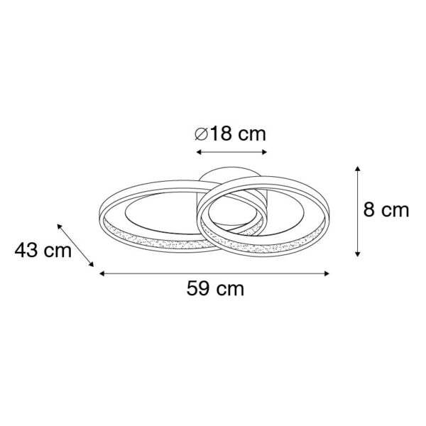 Plafondlamp zwart 59 cm Incl. LED 3-staps dimbaar - Anita - Afbeelding 2