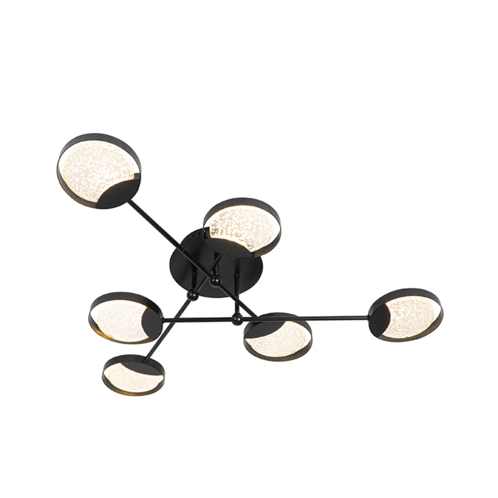 plafondlampen Plafondlamp zwart incl. LED dimbaar Patrick KunststofStaal Zwart Haal een moderne eyecatcher in huis met Patrick. Deze plafondlamp is gemaakt van