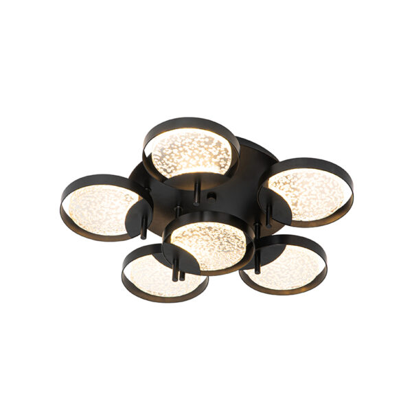 plafondlampen Plafondlamp zwart 42 cm incl. LED dimbaar Patrick KunststofStaal Zwart Zorg voor een moderne touch in huis met Patrick. Deze plafondlamp is