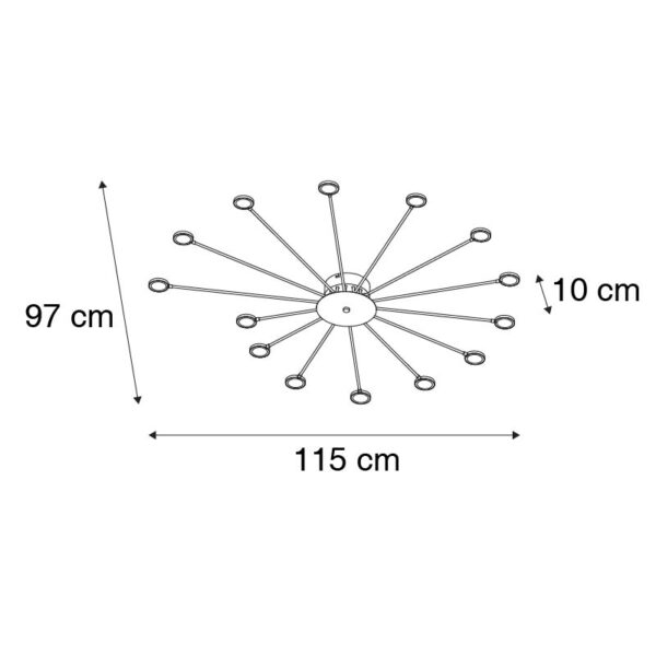 Plafondlamp zwart Incl. LED 3-staps dimbaar 15-lichts - Pauw - Afbeelding 2