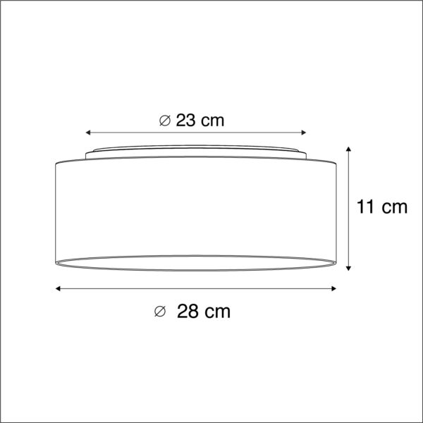 Plafondlamp zwart 28 cm incl. LED - Drum Combi - Afbeelding 3