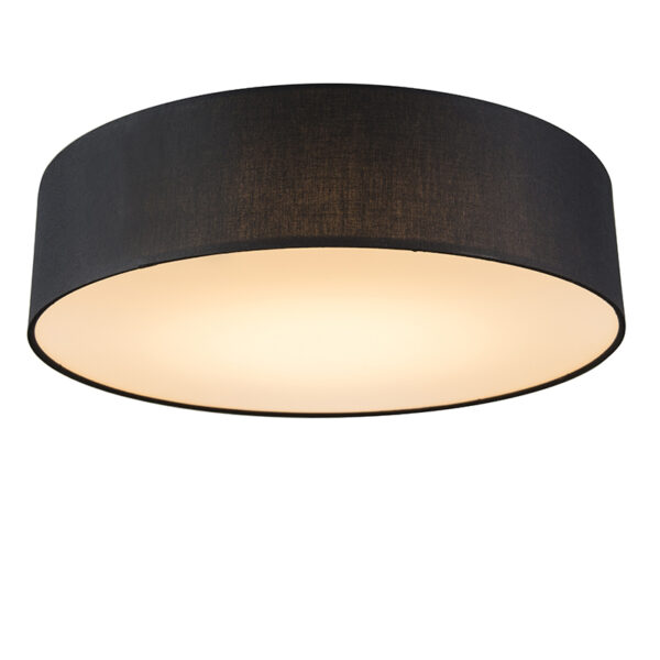 plafondlampen Plafondlamp zwart 40 cm incl. LED Drum StofStaal Zwart Een sfeervol interieur begint bij verlichting. Met de haal je een stijlvol en luxueus
