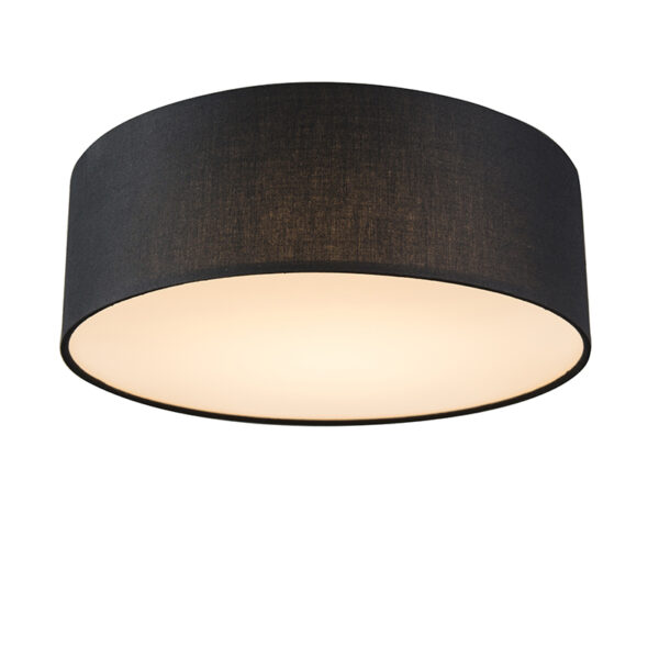 plafondlampen Plafondlamp zwart 30 cm incl. LED Drum StofStaal Zwart Een sfeervol interieur begint bij verlichting. Met de haal je een stijlvol en luxueus