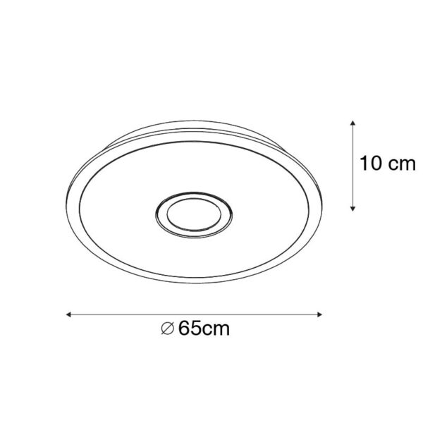 Plafondlamp zwart 65 cm Incl. LED met afstandsbediening - Bente - Afbeelding 2
