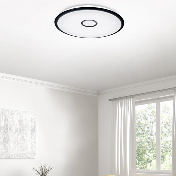plafondlampen Plafondlamp zwart 65 cm Incl. LED met afstandsbediening Bente Kunststof Zwart Een beetje sparkle toevoegen aan je interieur is nooit zorgt voor