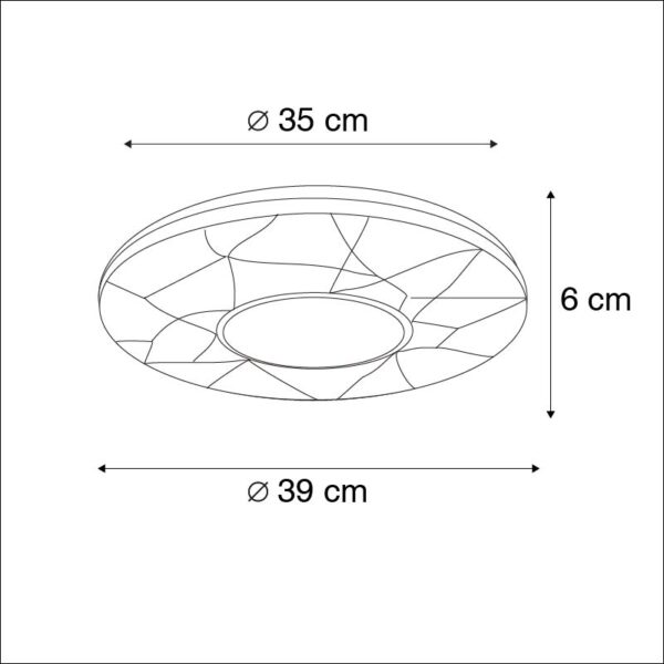 Plafondlamp zwart 39 cm incl. LED met afstandsbieding - Luka - Afbeelding 3