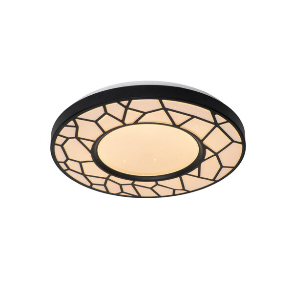 plafondlampen Plafondlamp zwart 39 cm incl. LED met afstandsbieding Luka Kunststof Zwart Deze plafondlamp is erg opvallend door zijn unieke design. past perfect