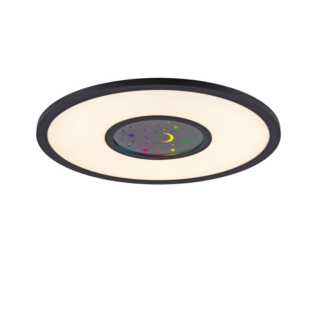plafondlampen Plafondlamp zwart incl. LED RGBW met afstandsbediening Plamen Aluminium Zwart is een echte eyecatcher voor in De vrolijke figuurtjes die aan de