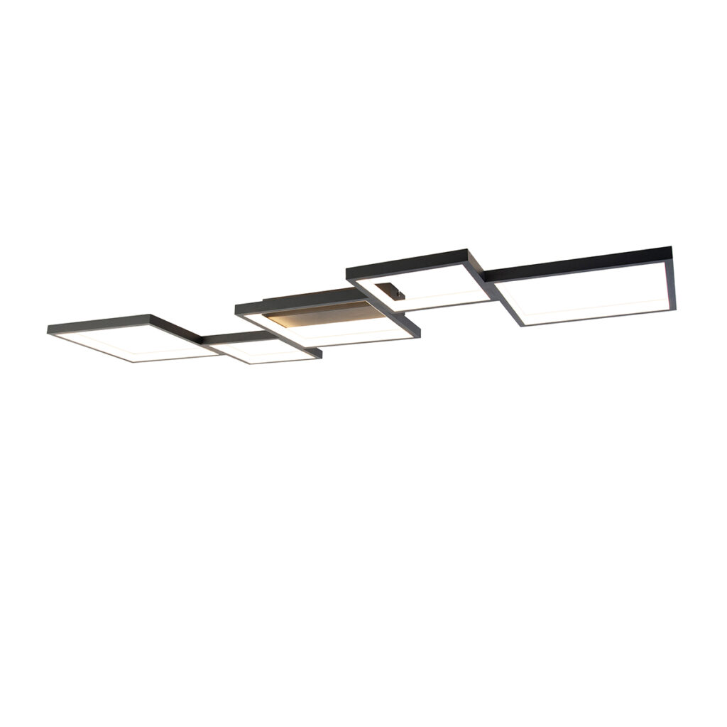 plafondlampen Plafondlamp zwart incl. LED 3 staps dimbaar Lejo AluminiumStaalKunststof Zwart Haal een echte designlamp in huis met onze Lejo. Deze plafondlamp