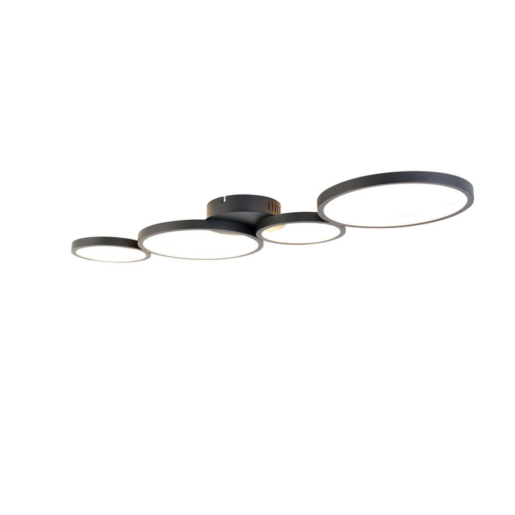 plafondlampen Plafondlamp zwart incl. LED 3 staps dimbaar Lupolo AluminiumStaalKunststof Zwart Ga voor deze moderne plafondlamp om je interieur compleet te